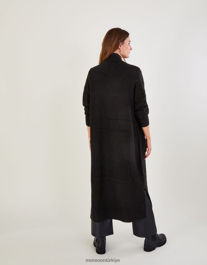 Monsoon kadınlar Geri dönüştürülmüş polyesterden uzun cep cep hırkası JH86BT1069 Giyim siyah