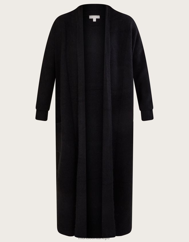 Monsoon kadınlar Geri dönüştürülmüş polyesterden uzun cep cep hırkası JH86BT1069 Giyim siyah