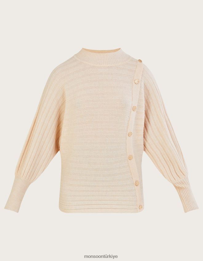 Monsoon kadınlar Geri dönüştürülmüş polyesterden yatay fitilli kazak JH86BT347 Giyim deve (yulaf ezmesi)