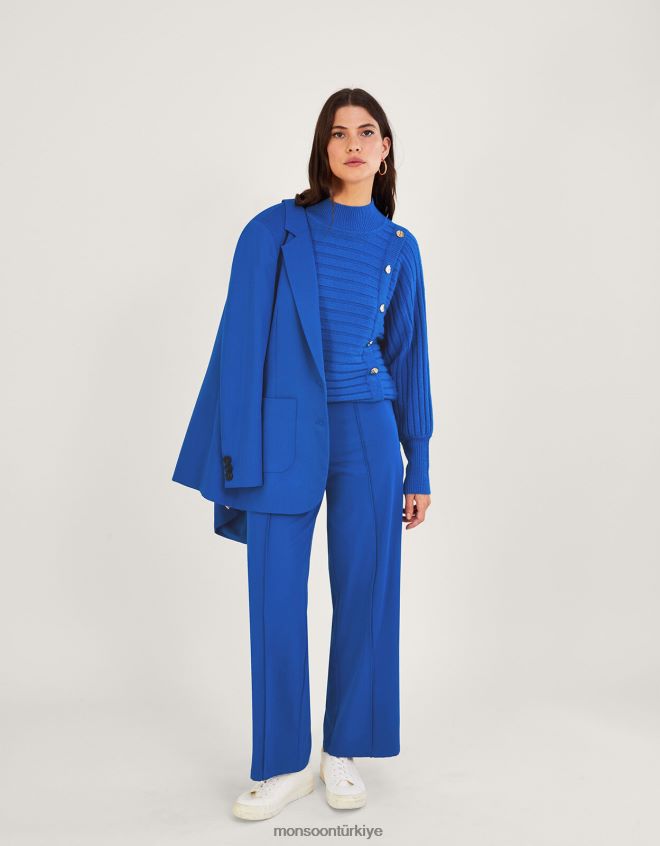 Monsoon kadınlar Geri dönüştürülmüş polyesterden yatay fitilli kazak JH86BT914 Giyim mavi (kobalt)