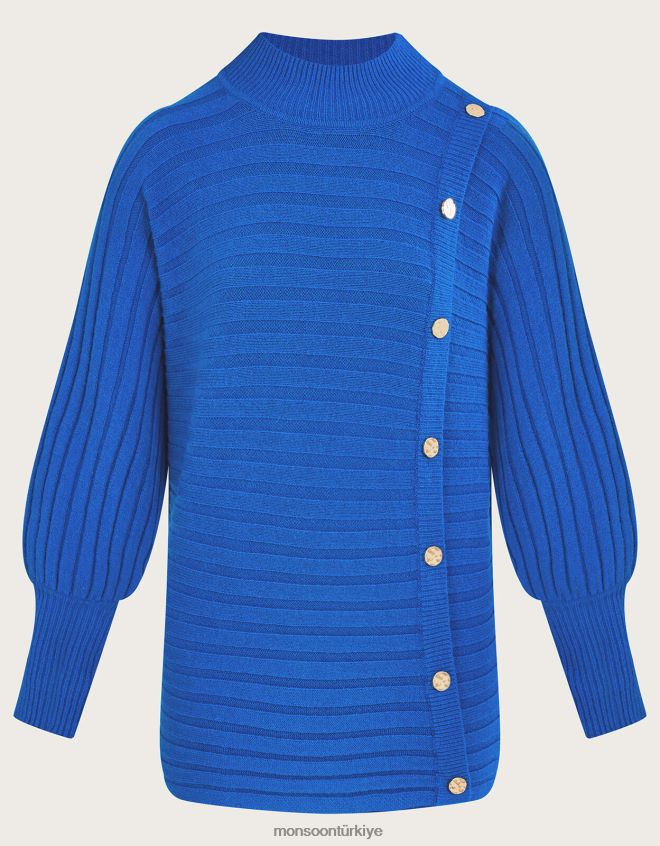 Monsoon kadınlar Geri dönüştürülmüş polyesterden yatay fitilli kazak JH86BT914 Giyim mavi (kobalt)