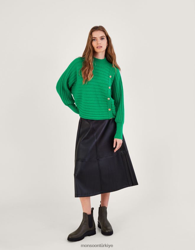 Monsoon kadınlar Geri dönüştürülmüş polyesterden yatay fitilli kazak JH86BT919 Giyim yeşil