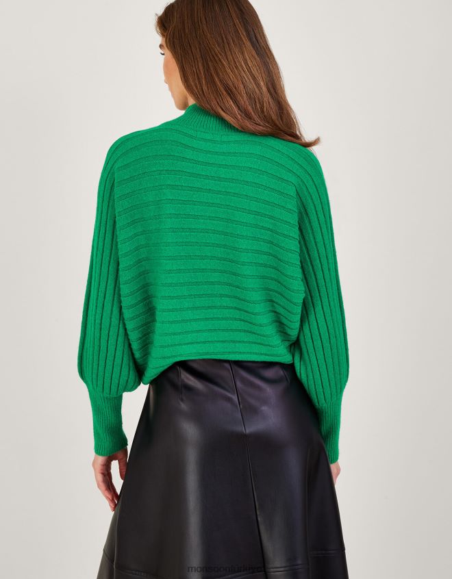 Monsoon kadınlar Geri dönüştürülmüş polyesterden yatay fitilli kazak JH86BT919 Giyim yeşil