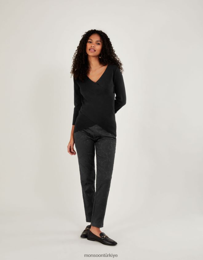 Monsoon kadınlar Lenzing Ecovero\'lu akıllı anvelop kazak JH86BT1083 Giyim siyah