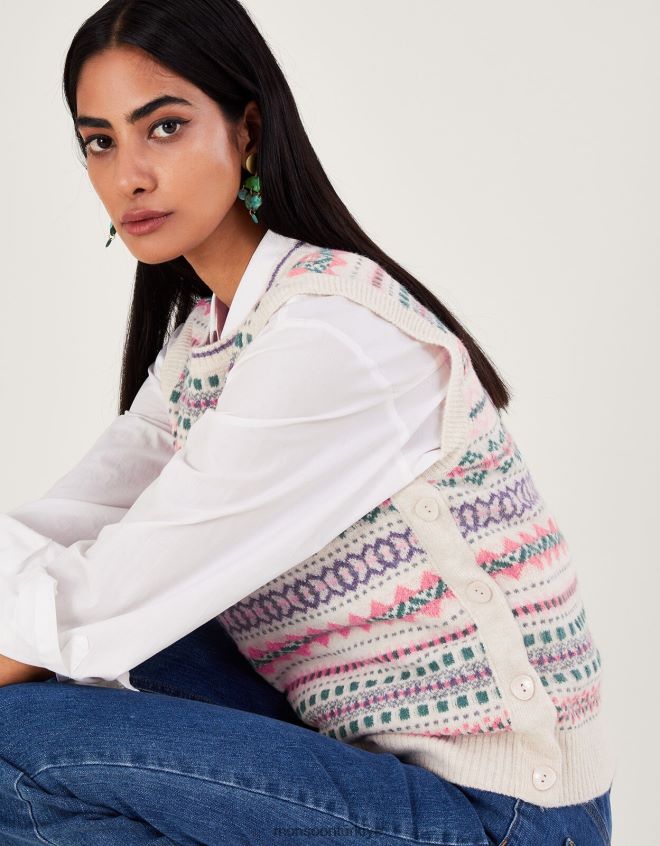 Monsoon kadınlar adil ada tabard JH86BT147 Giyim fildişi