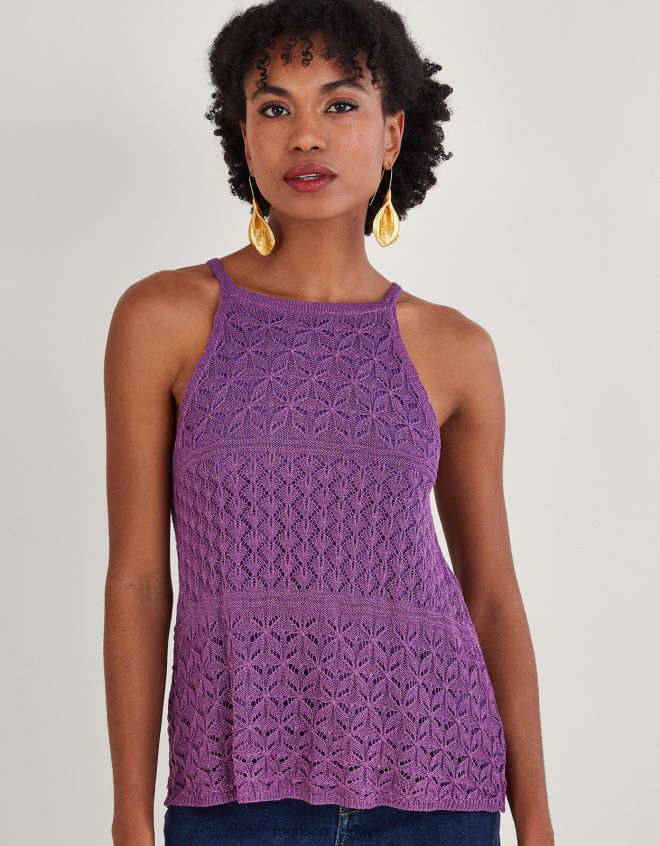 Monsoon kadınlar askılı metalik pointelle üst JH86BT319 Giyim pembe