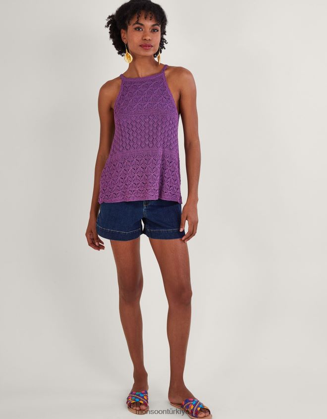 Monsoon kadınlar askılı metalik pointelle üst JH86BT319 Giyim pembe