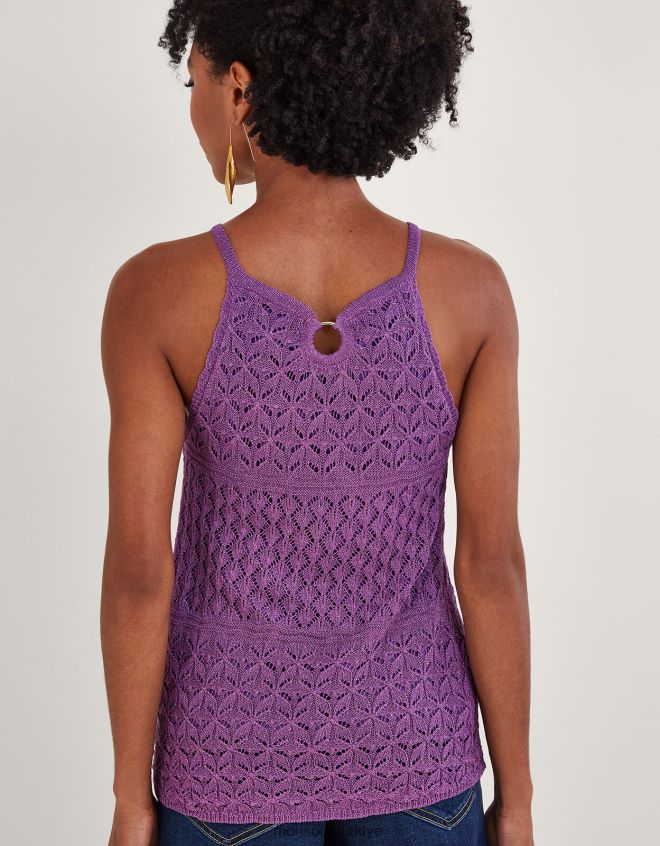 Monsoon kadınlar askılı metalik pointelle üst JH86BT319 Giyim pembe