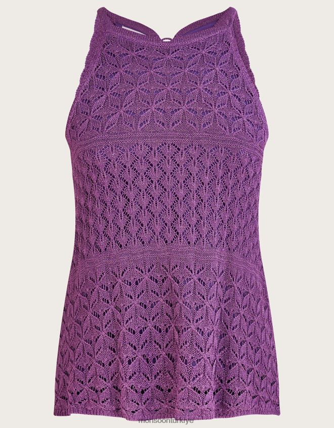 Monsoon kadınlar askılı metalik pointelle üst JH86BT319 Giyim pembe