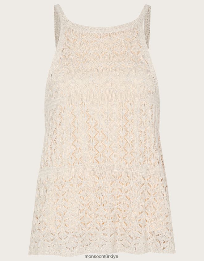 Monsoon kadınlar askılı metalik pointelle üst JH86BT334 Giyim fildişi