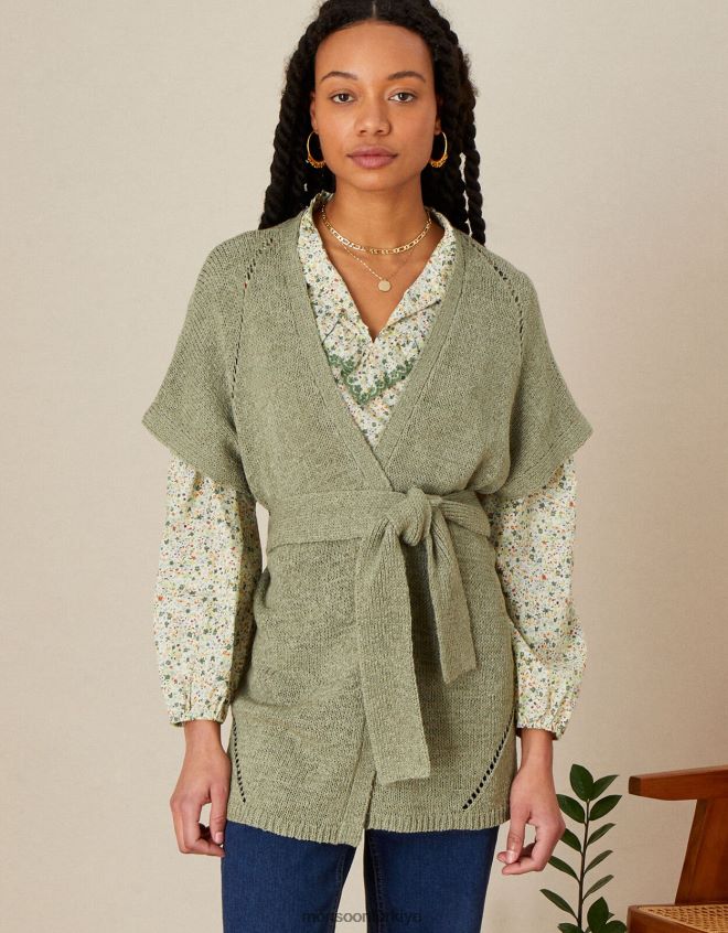 Monsoon kadınlar bantlı midi hırka JH86BT642 Giyim yeşil (haki)