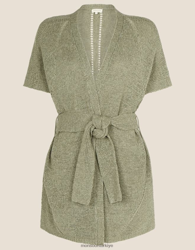 Monsoon kadınlar bantlı midi hırka JH86BT642 Giyim yeşil (haki)