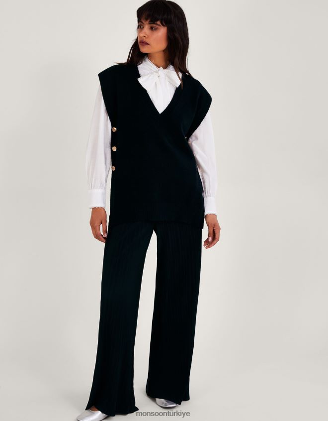 Monsoon kadınlar billie düğmeli yan cüppe JH86BT38 Giyim siyah