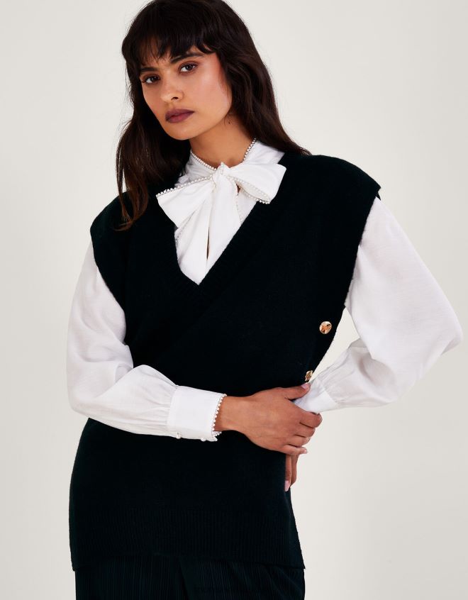 Monsoon kadınlar billie düğmeli yan cüppe JH86BT38 Giyim siyah