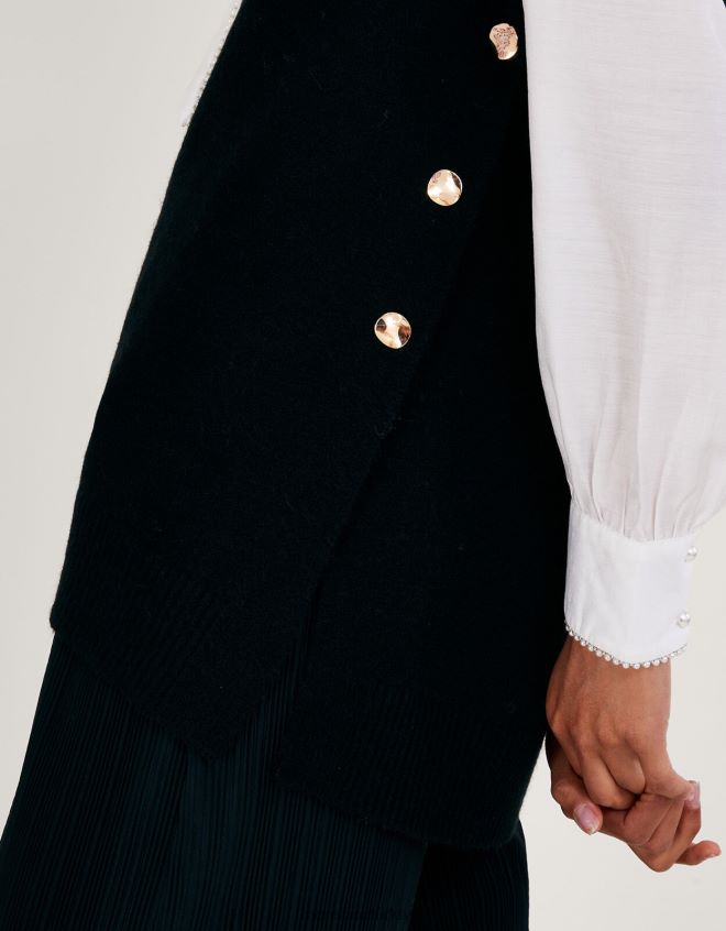 Monsoon kadınlar billie düğmeli yan cüppe JH86BT38 Giyim siyah