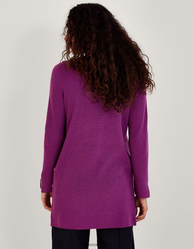 Monsoon kadınlar düğme detaylı fitilli uzun hırka JH86BT903 Giyim menekşe