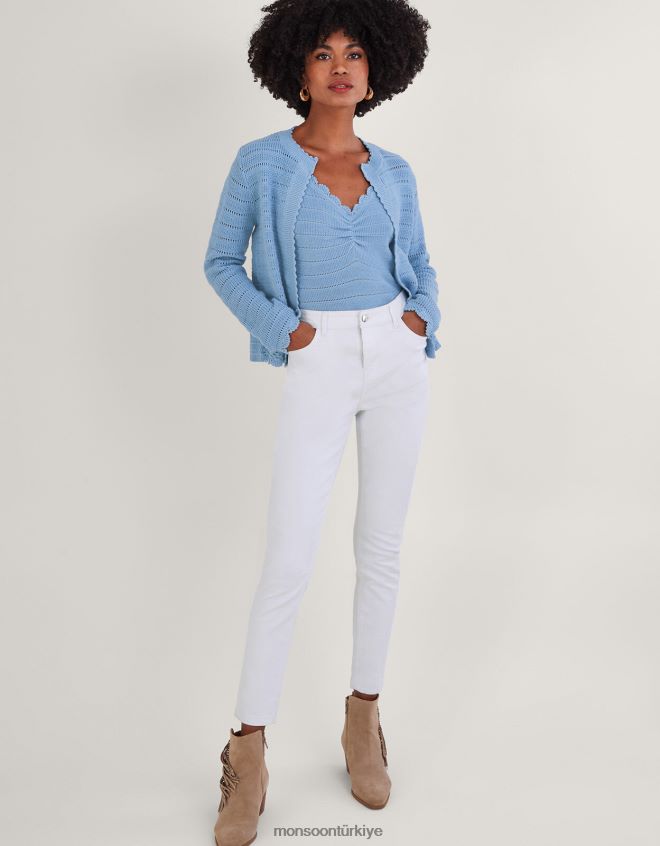 Monsoon kadınlar el tığ işi cami JH86BT981 Giyim mavi