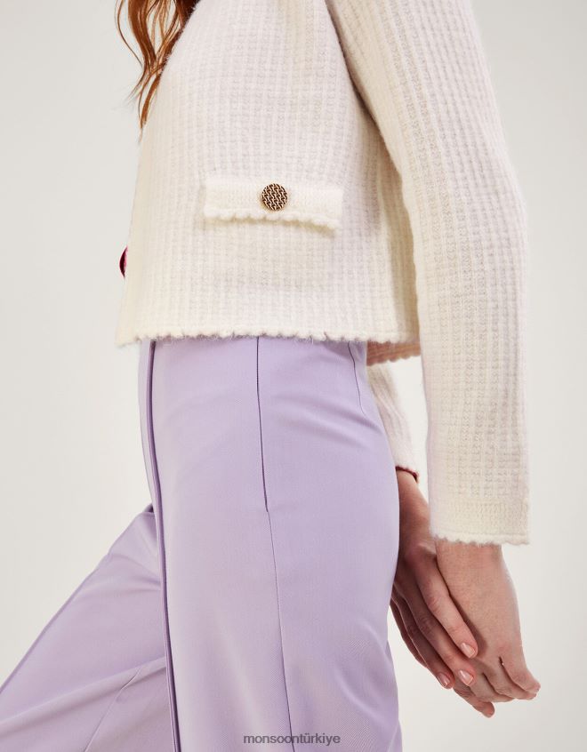 Monsoon kadınlar geri dönüştürülmüş polyesterden yapılmış kısa örgü ceket JH86BT1047 Giyim doğal (ekru)