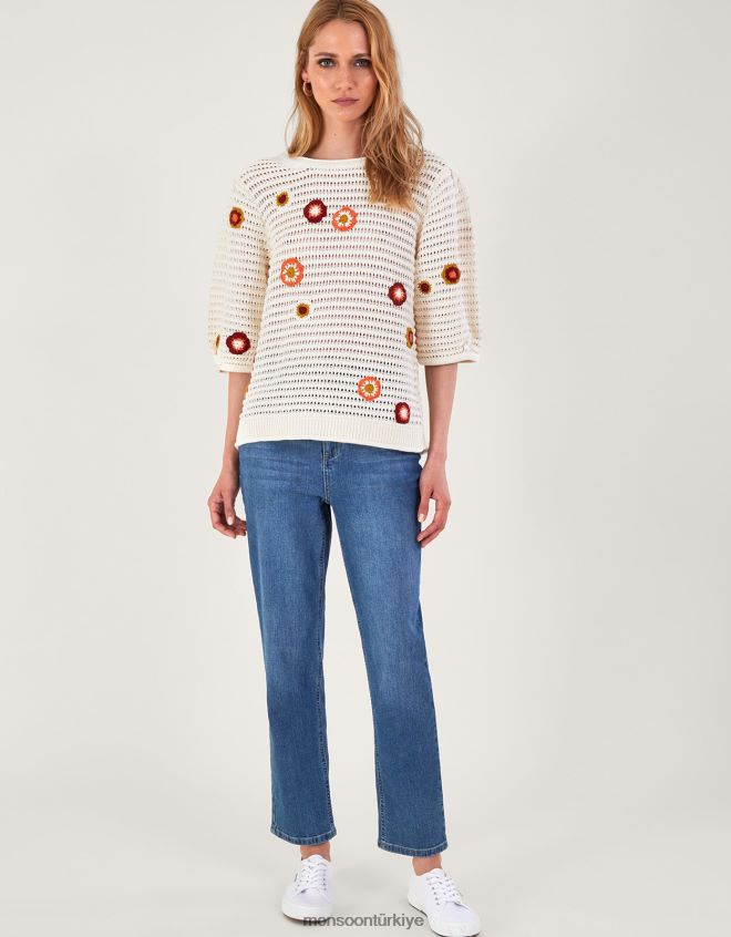 Monsoon kadınlar çiçek işlemeli kazak JH86BT39 Giyim fildişi