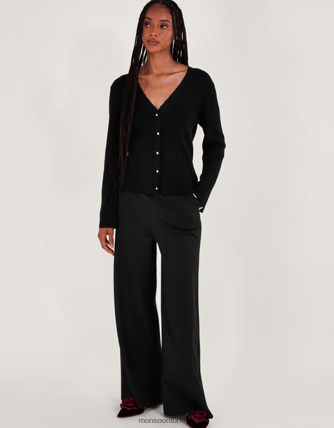 Monsoon kadınlar inci düğmeli hırka JH86BT103 Giyim siyah