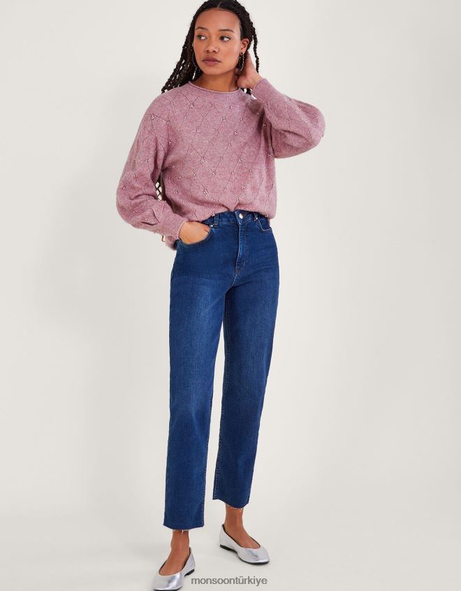 Monsoon kadınlar inci detaylı kazak JH86BT61 Giyim pembe
