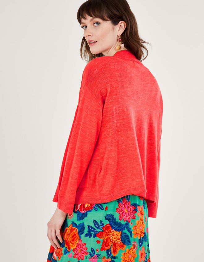 Monsoon kadınlar keten karışımlı cep hırkası JH86BT252 Giyim turuncu (mercan)