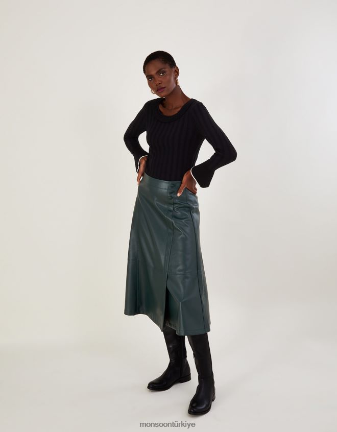 Monsoon kadınlar lenzing ecoverolu akıllı fitilli fırfırlı kazak JH86BT411 Giyim siyah