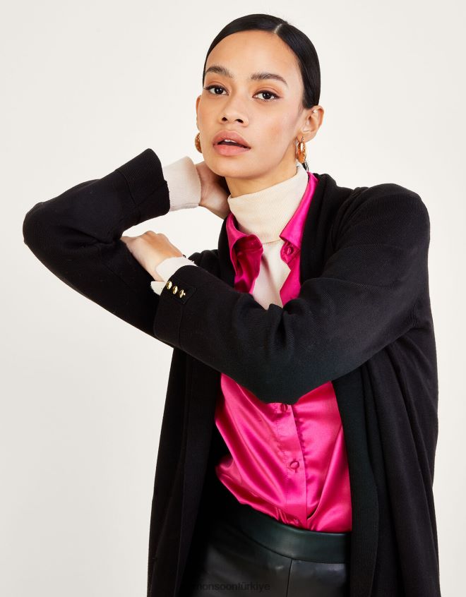 Monsoon kadınlar lenzing ecoverolu şal kaban JH86BT775 Giyim siyah