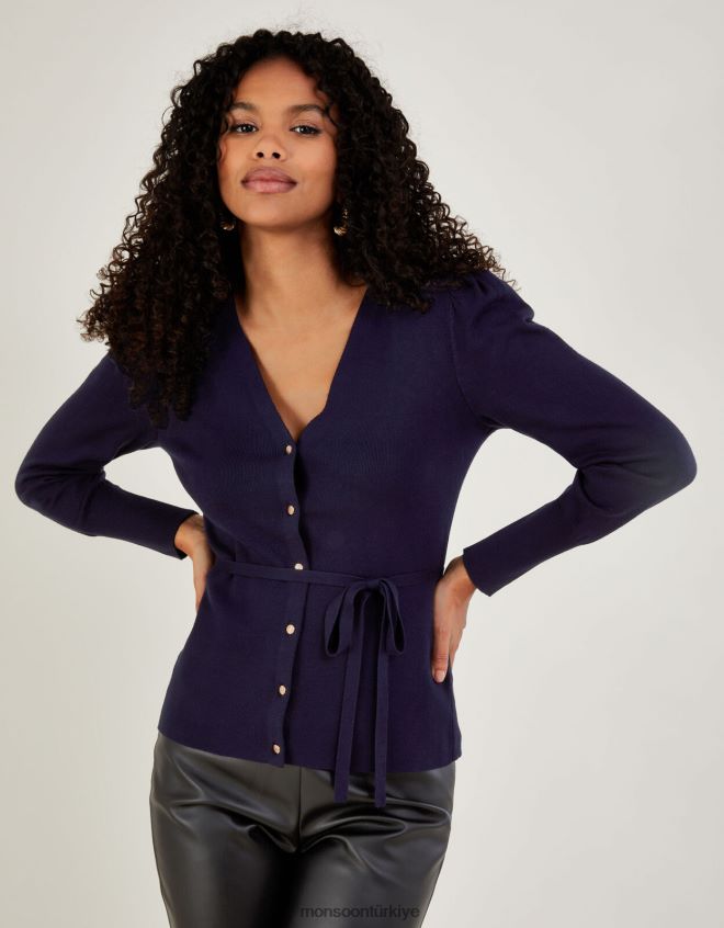 Monsoon kadınlar lenzing ecoverolu şık fitilli hırka JH86BT396 Giyim mavi (gece yarısı)