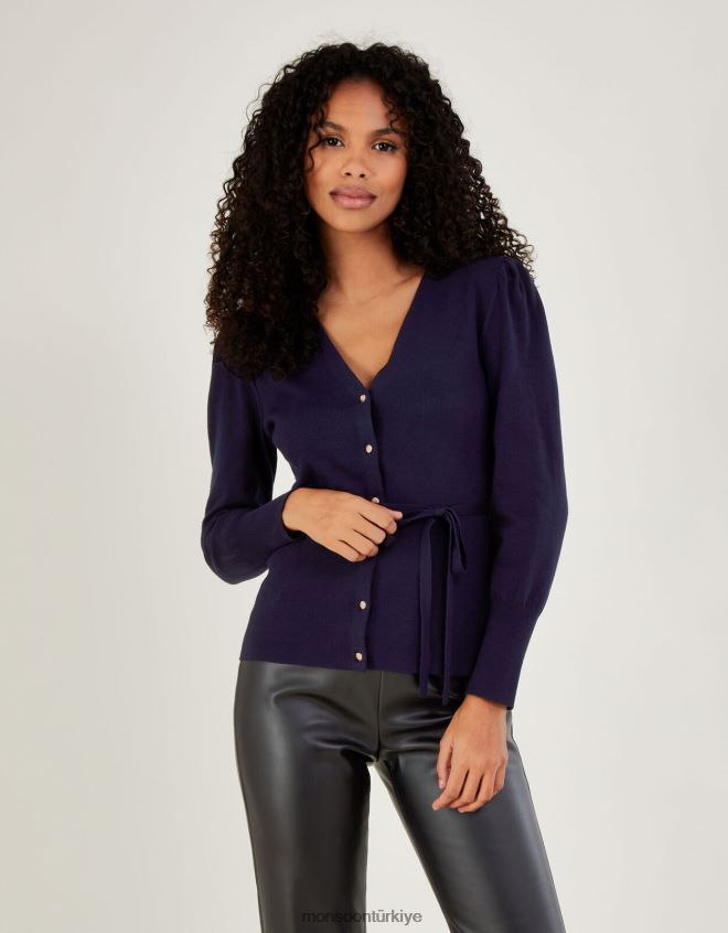 Monsoon kadınlar lenzing ecoverolu şık fitilli hırka JH86BT396 Giyim mavi (gece yarısı)