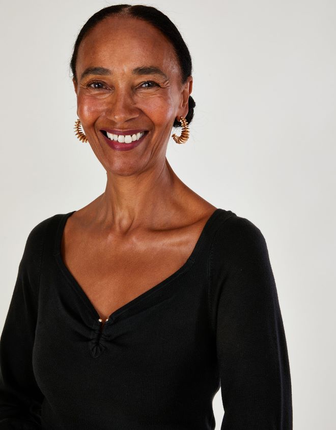 Monsoon kadınlar lenzing ecoverolu korsaj detaylı kazak JH86BT419 Giyim siyah