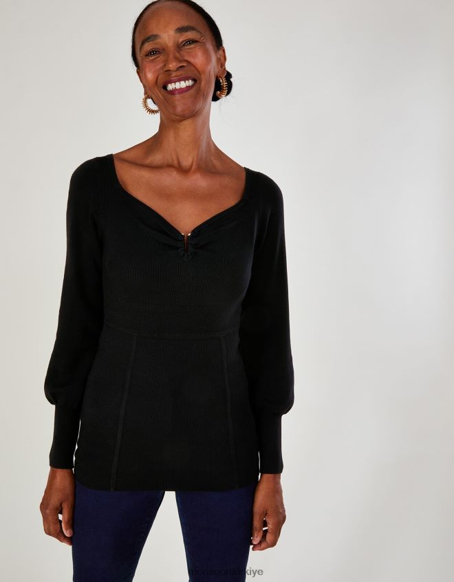 Monsoon kadınlar lenzing ecoverolu korsaj detaylı kazak JH86BT419 Giyim siyah