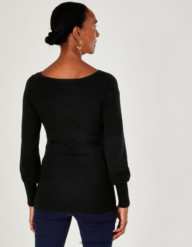 Monsoon kadınlar lenzing ecoverolu korsaj detaylı kazak JH86BT419 Giyim siyah