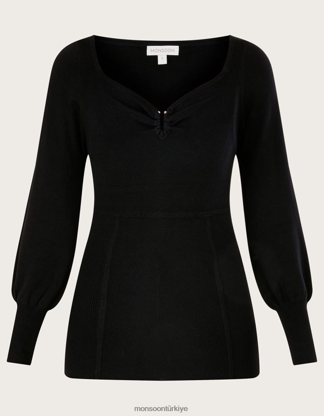 Monsoon kadınlar lenzing ecoverolu korsaj detaylı kazak JH86BT419 Giyim siyah