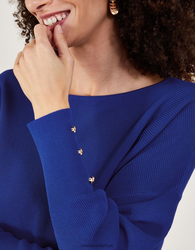 Monsoon kadınlar lenzing ecoverolu osmanlı kaburga kazak JH86BT67 Giyim mavi