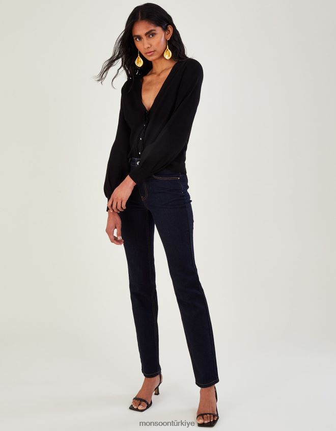 Monsoon kadınlar lenzing ecoverolu pileli kesim hırka JH86BT537 Giyim siyah