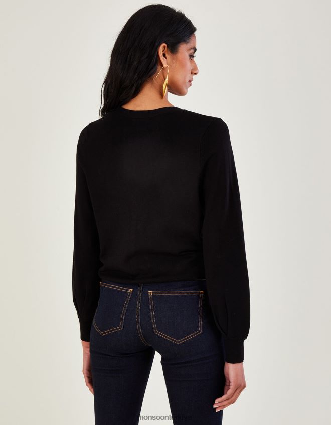 Monsoon kadınlar lenzing ecoverolu pileli kesim hırka JH86BT537 Giyim siyah