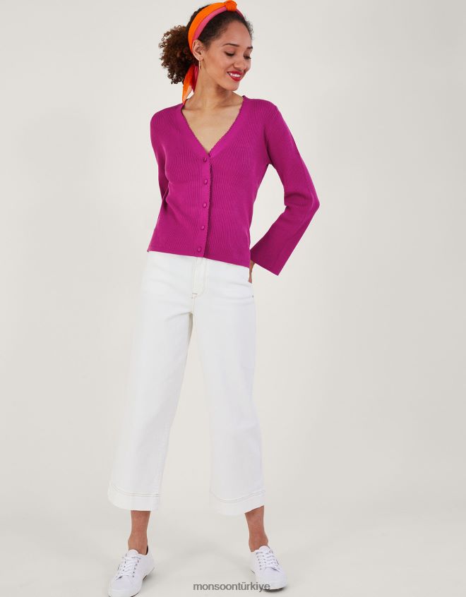 Monsoon kadınlar lenzing ecoverolu tığ işi düğmeli hırka JH86BT214 Giyim pembe