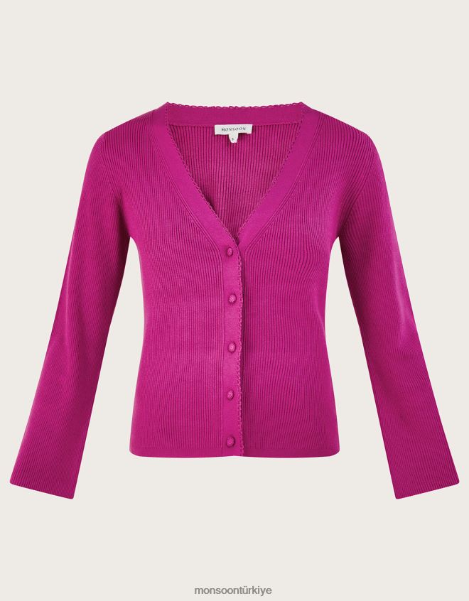 Monsoon kadınlar lenzing ecoverolu tığ işi düğmeli hırka JH86BT214 Giyim pembe