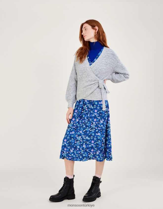 Monsoon kadınlar pointelle bale şal kazak JH86BT273 Giyim gri (gri kırçıllı)