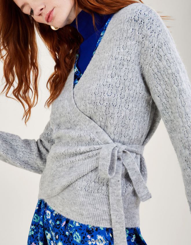 Monsoon kadınlar pointelle bale şal kazak JH86BT273 Giyim gri (gri kırçıllı)