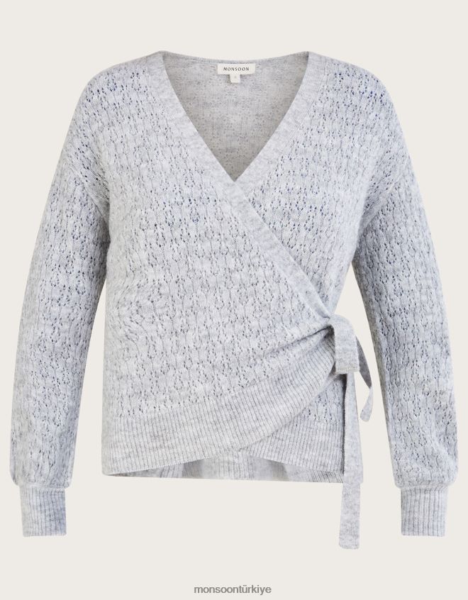 Monsoon kadınlar pointelle bale şal kazak JH86BT273 Giyim gri (gri kırçıllı)