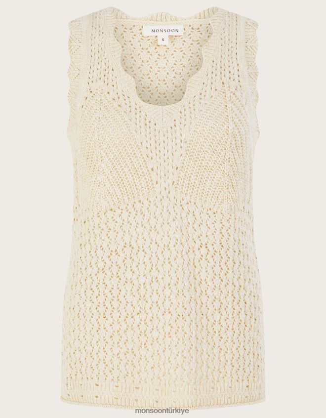Monsoon kadınlar pointelle örgü kolsuz atlet JH86BT267 Giyim fildişi