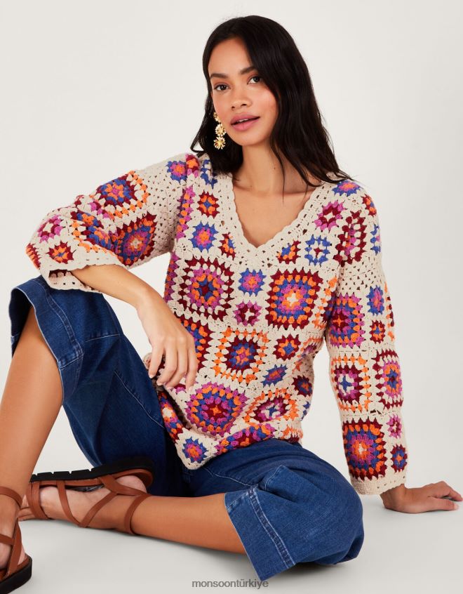 Monsoon kadınlar tığ işi kazak JH86BT32 Giyim fildişi