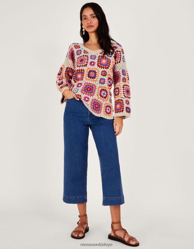 Monsoon kadınlar tığ işi kazak JH86BT32 Giyim fildişi