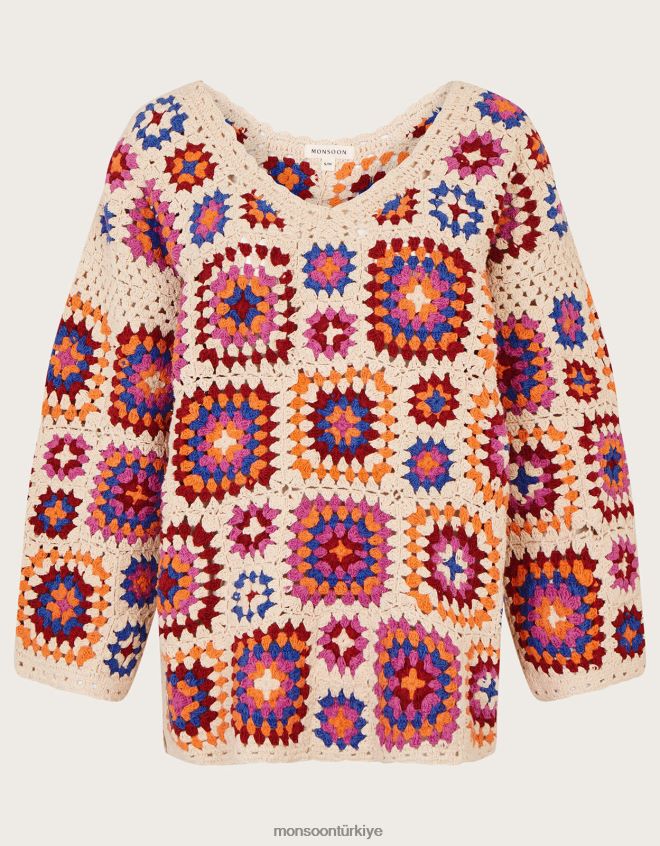Monsoon kadınlar tığ işi kazak JH86BT32 Giyim fildişi