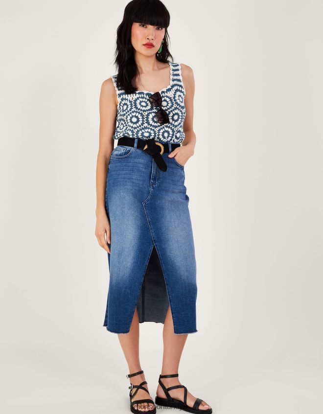 Monsoon kadınlar tığ işi tank top JH86BT125 Giyim mavi