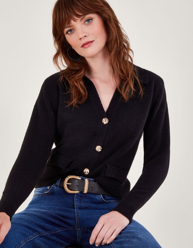 Monsoon kadınlar v yaka hırka JH86BT108 Giyim siyah