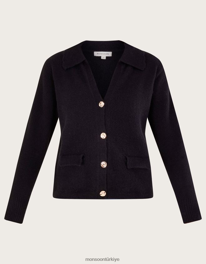 Monsoon kadınlar v yaka hırka JH86BT108 Giyim siyah