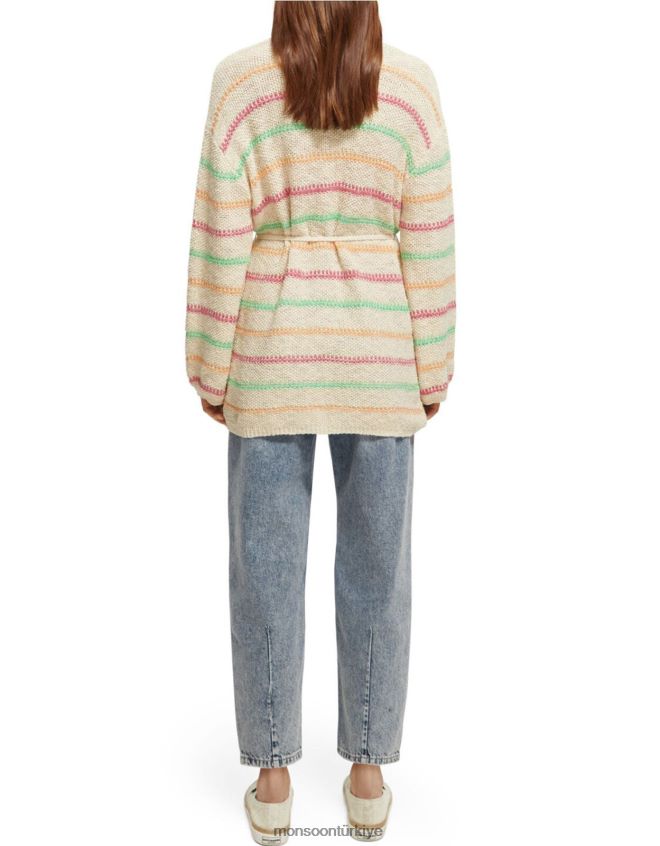 Monsoon kadınlar viski ve soda şeritli belden bağlamalı hırka JH86BT313 Giyim doğal